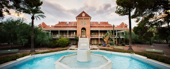 Old Main and its fountain.